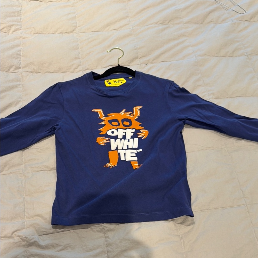 Off-White Blue and Orange Cartoon Tiger Long Sleeve Tee